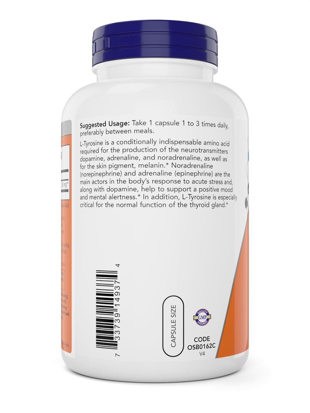 Now Foods cápsula junto a moneda para comparar tamaño y dosificación clara