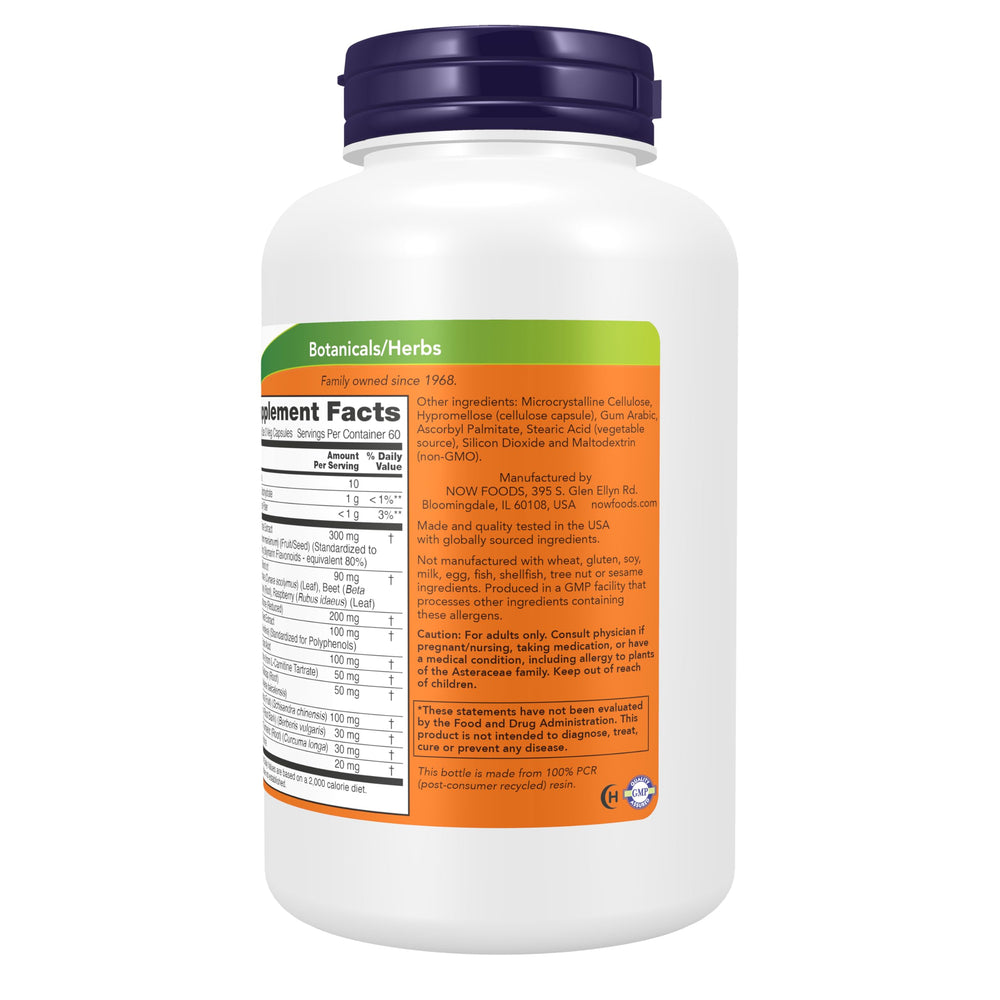 NOW Foods detalle del ingrediente milk thistle ilustrando origen botánico y pureza