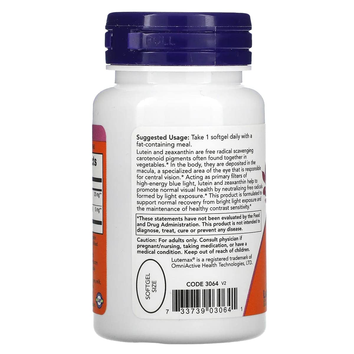 NOW Foods primer plano de softgel mostrando textura y fácil de tragar para mejor absorción