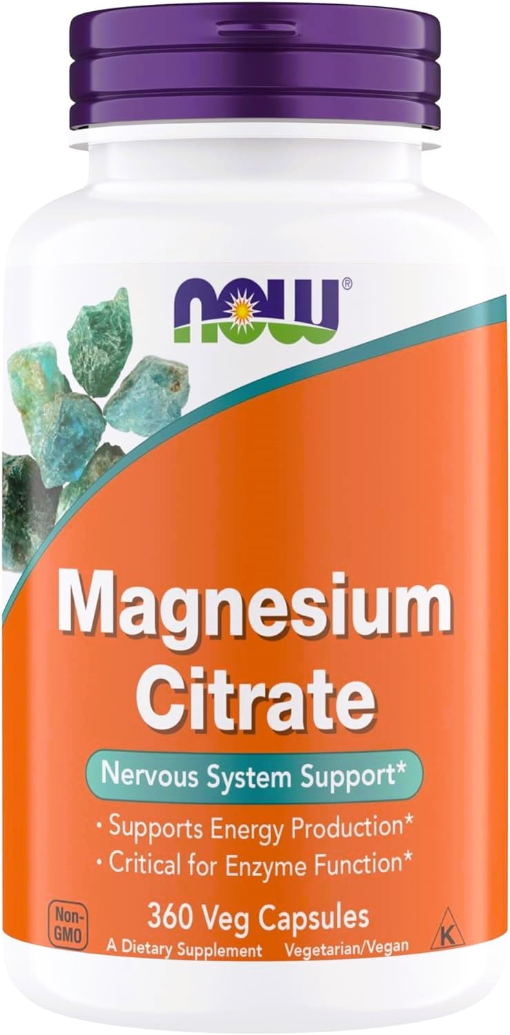 NOW Foods envase frontal magnesio citrato muestra claridad del producto