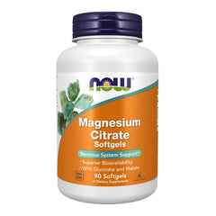 NOW Foods envase frontal del magnesio citrato 90 cápsulas con biodisponibilidad mejorada