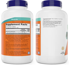 Now Foods tabletas sueltas junto a frasco para fácil visualización