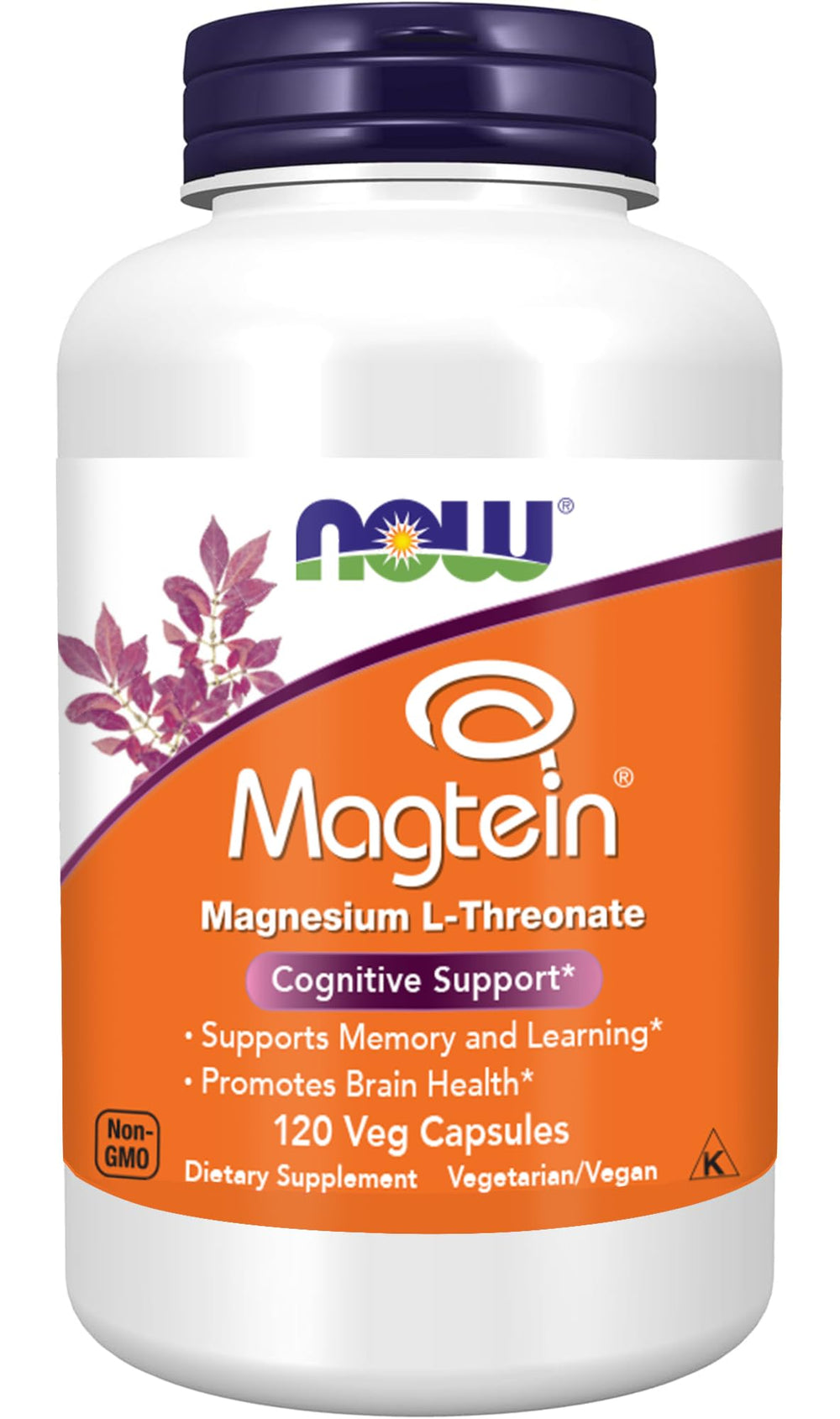 NOW Foods envase frontal Magtein mostrando beneficios y cantidad