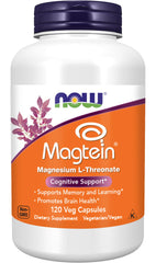 NOW Foods envase frontal Magtein mostrando beneficios y cantidad