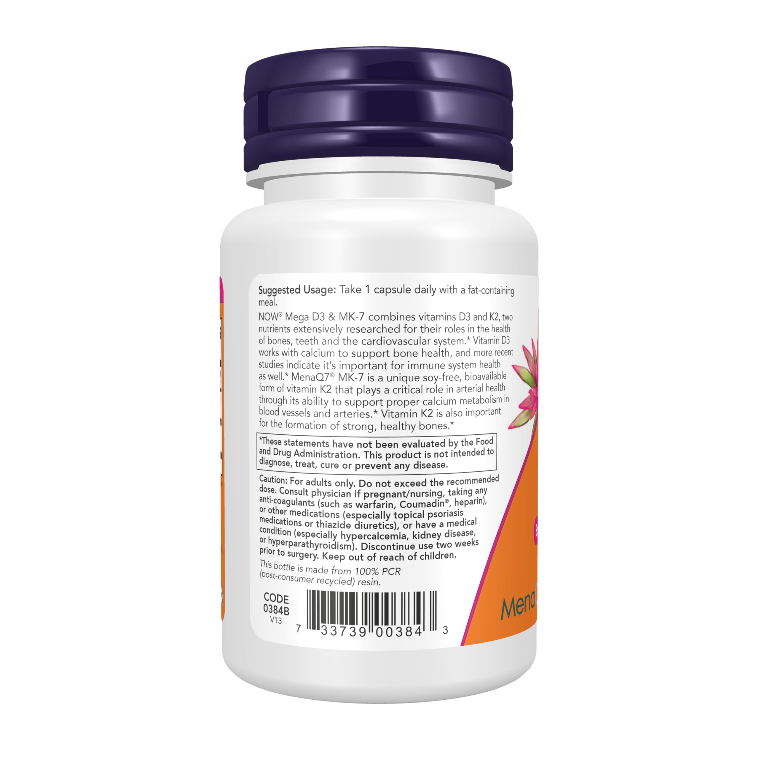 NOW Foods detalle del ingrediente MenaQ7 MK‑7, forma bioavailable