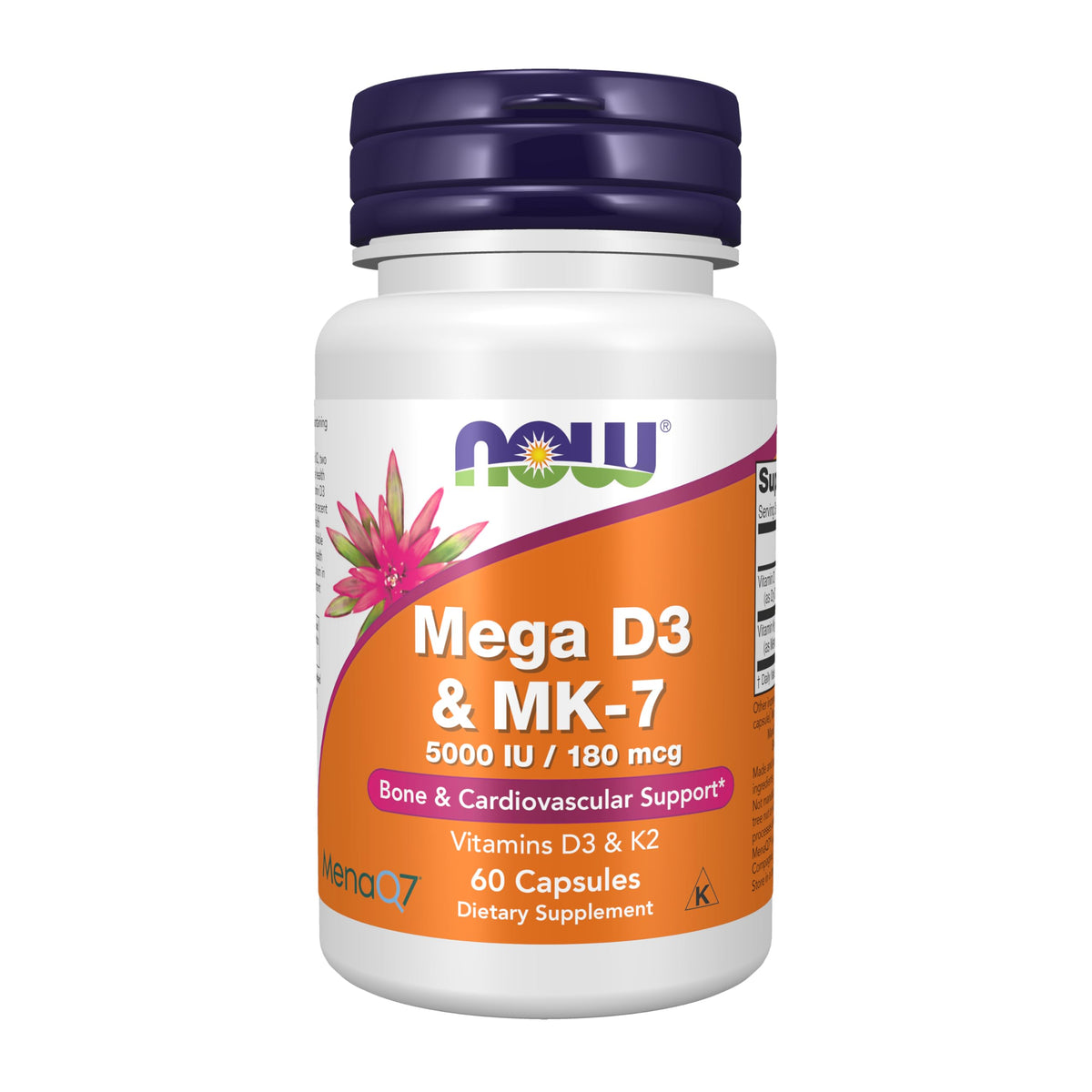 NOW Foods envase frontal mostrando dosis y cápsulas, confianza de calidad