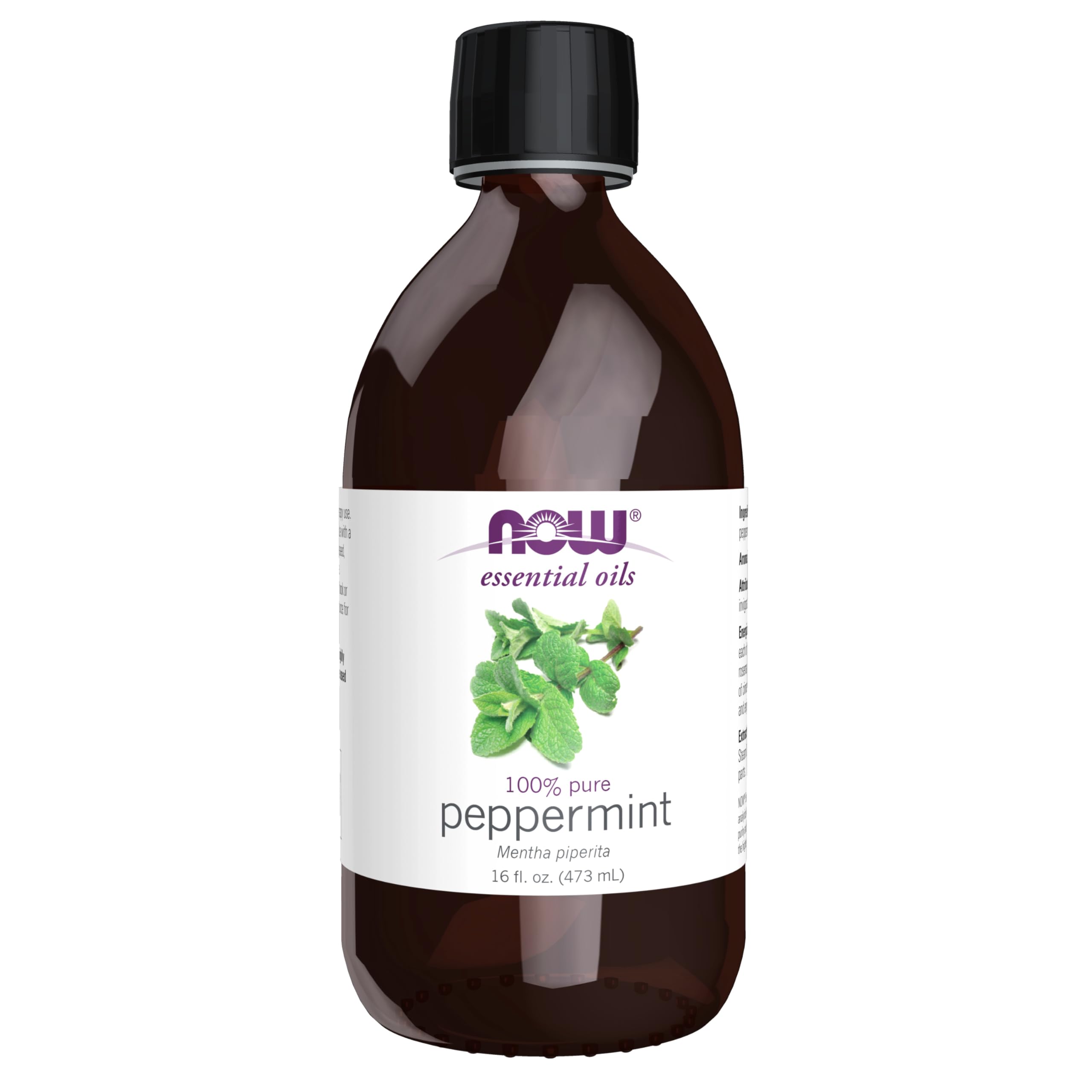 NOW Foods botella frontal 16 oz mostrando aceite puro y beneficio aromático