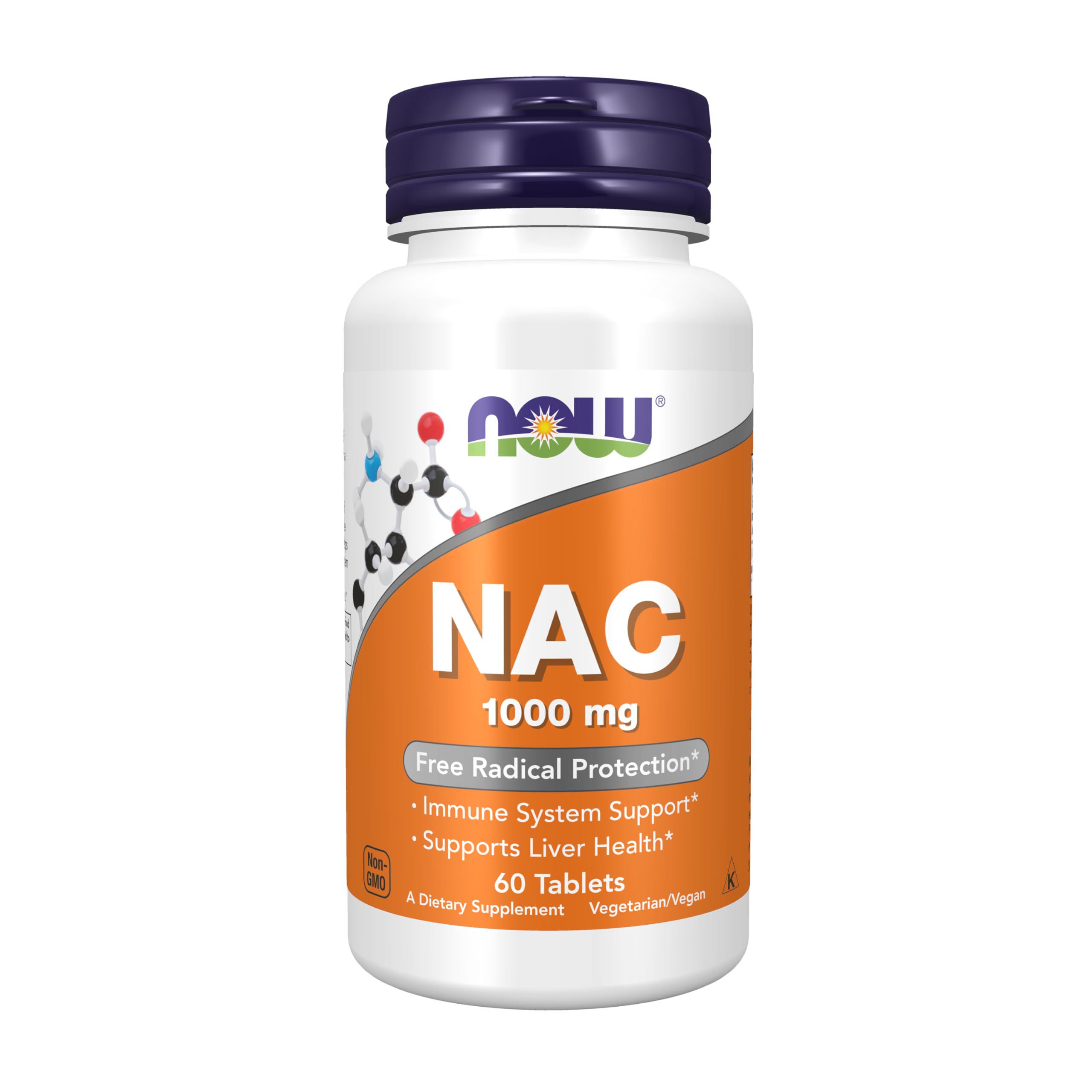 NOW Foods frasco frontal mostrando NAC 1000 mg y claridad del envase