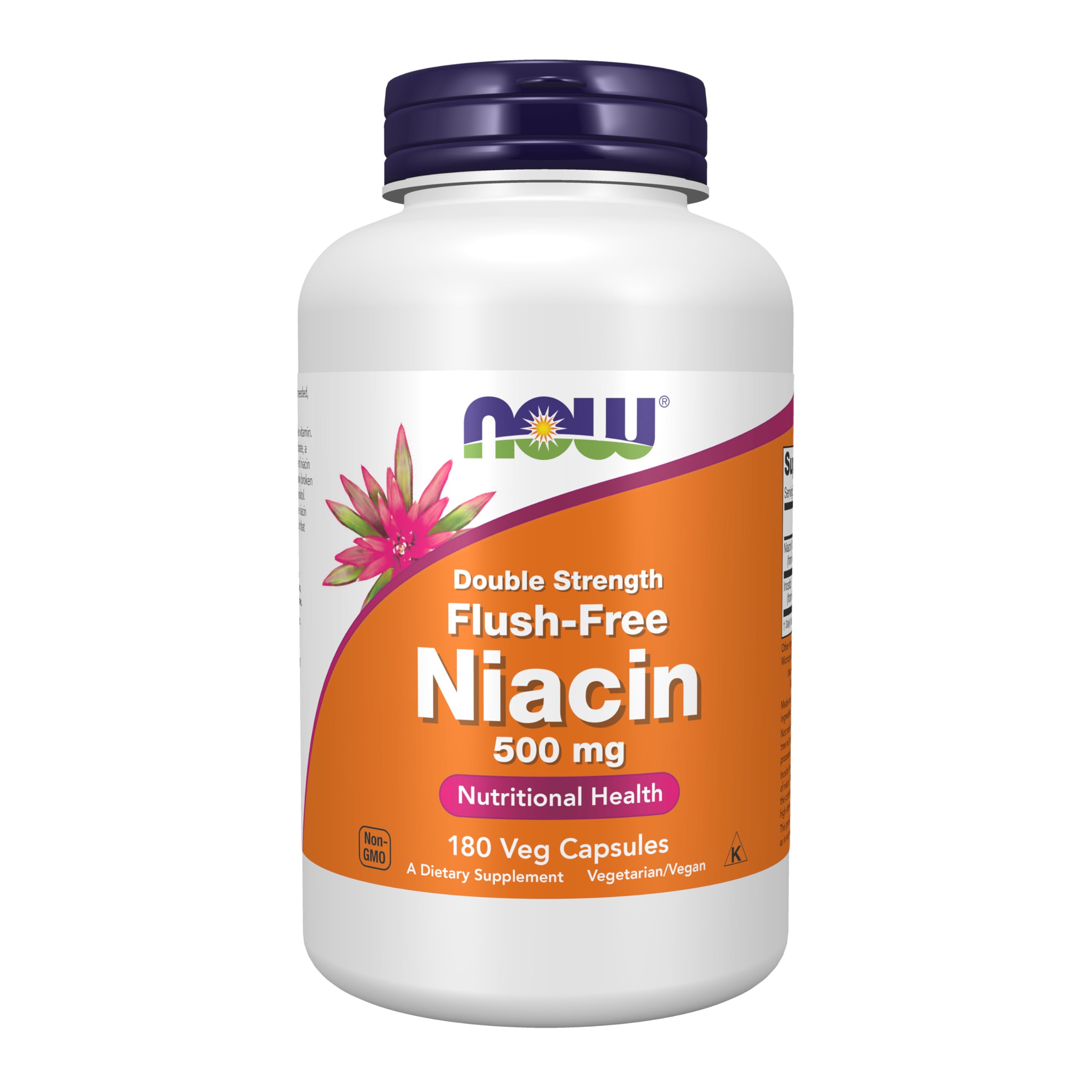 NOW Foods envase frontal de niacina 500 mg, alta potencia y claridad