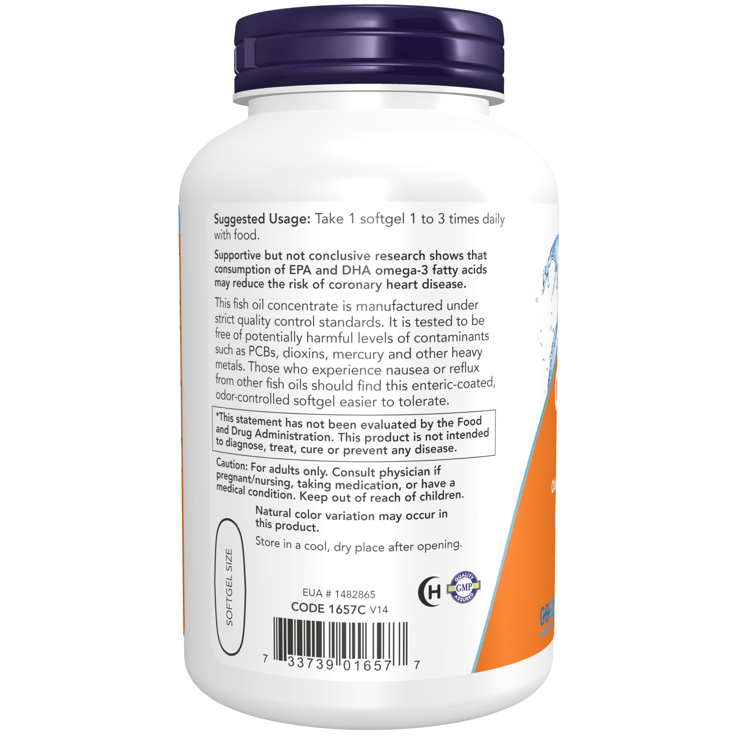 NOW Foods aceite de pescado textura y claridad, alta pureza