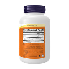 NOW Foods primer plano de una softgel de onagra mostrando textura fácil de tragar