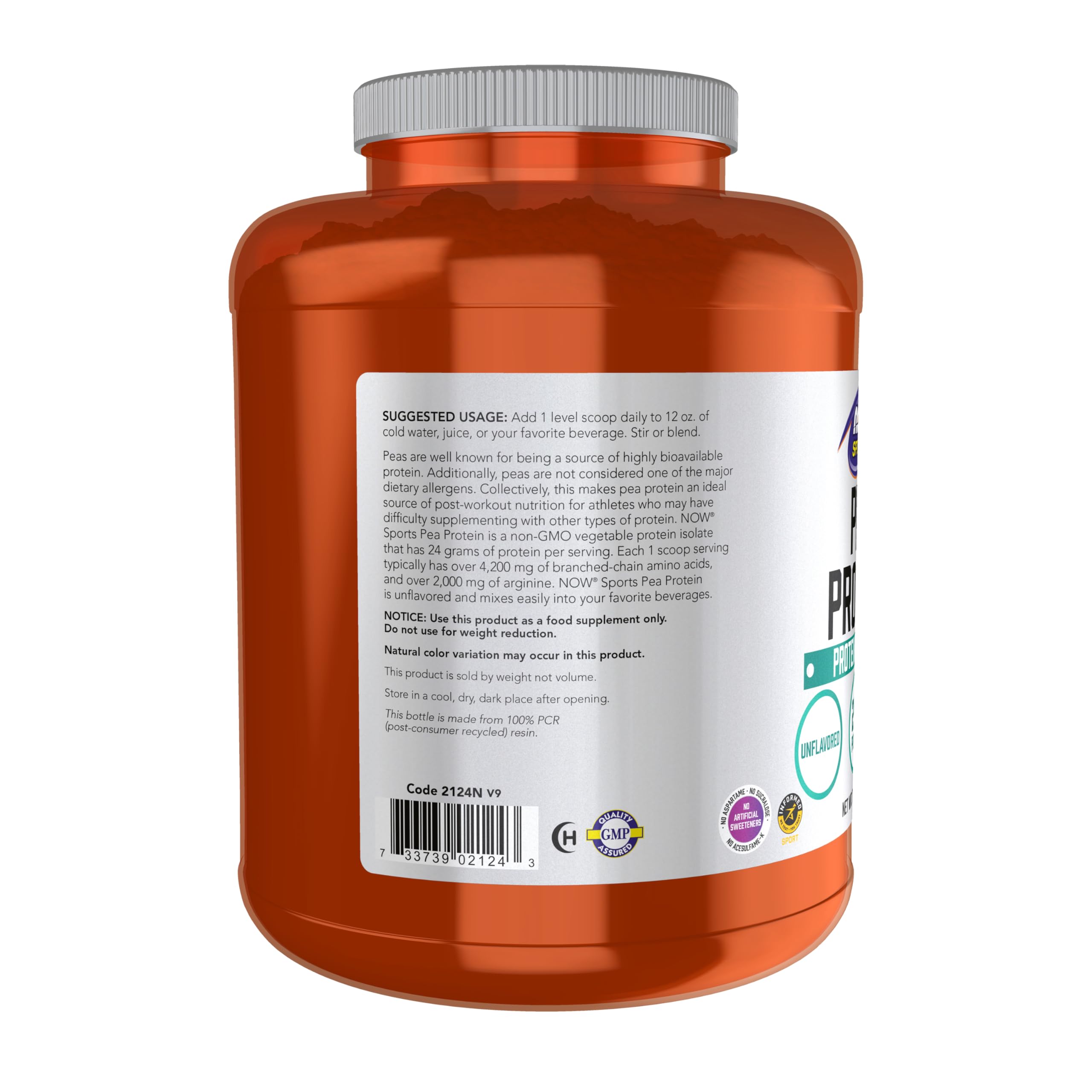 NOW Foods polvo de proteína de guisante con textura fina y solubilidad