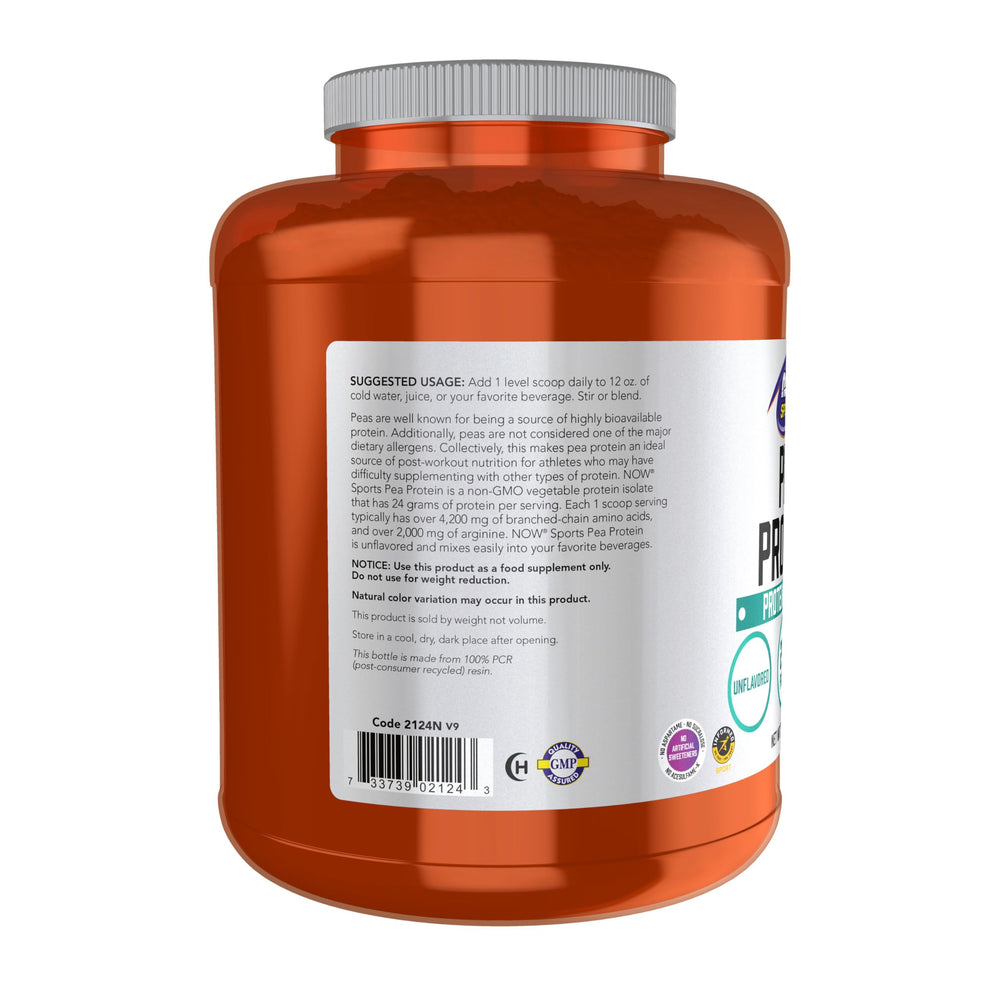 NOW Foods polvo de proteína de guisante con textura fina y solubilidad