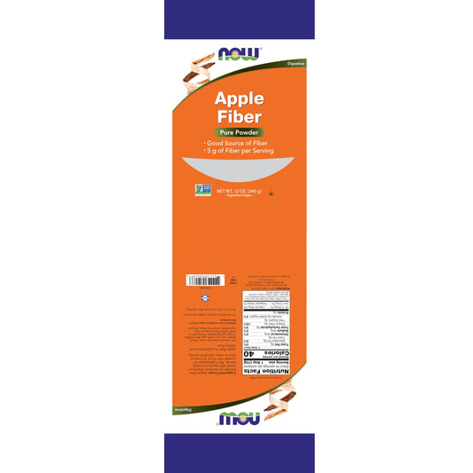 NOW Foods textura en primer plano del polvo de fibra, mezcla fácil