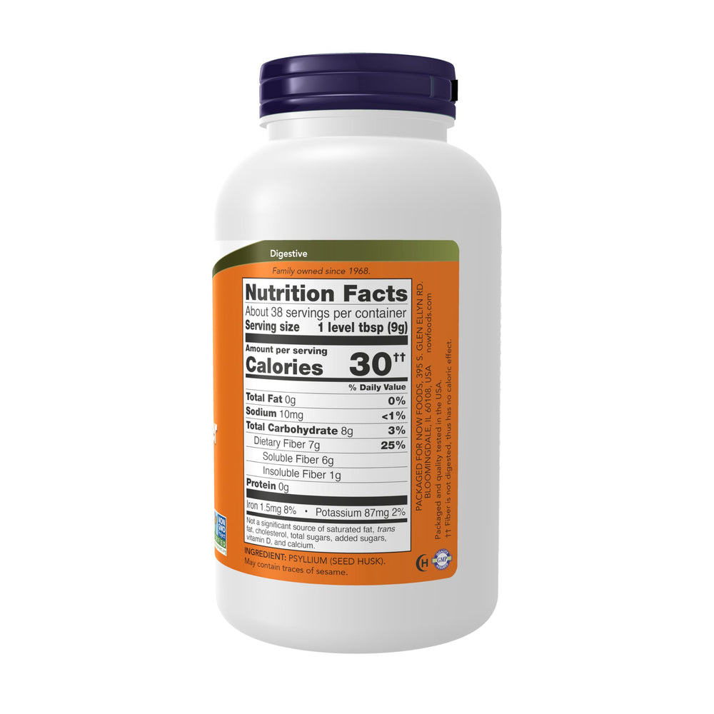 NOW Foods polvo de psyllium textura fina para mezclar fácil