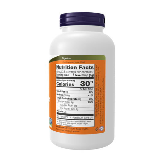 NOW Foods polvo de psyllium textura fina para mezclar fácil