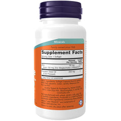 NOW Foods softgel en primer plano destacando su textura y facilidad