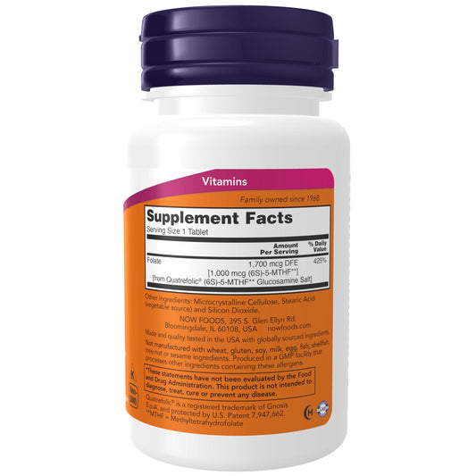NOW Foods primer plano de una tableta destacando pureza y textura