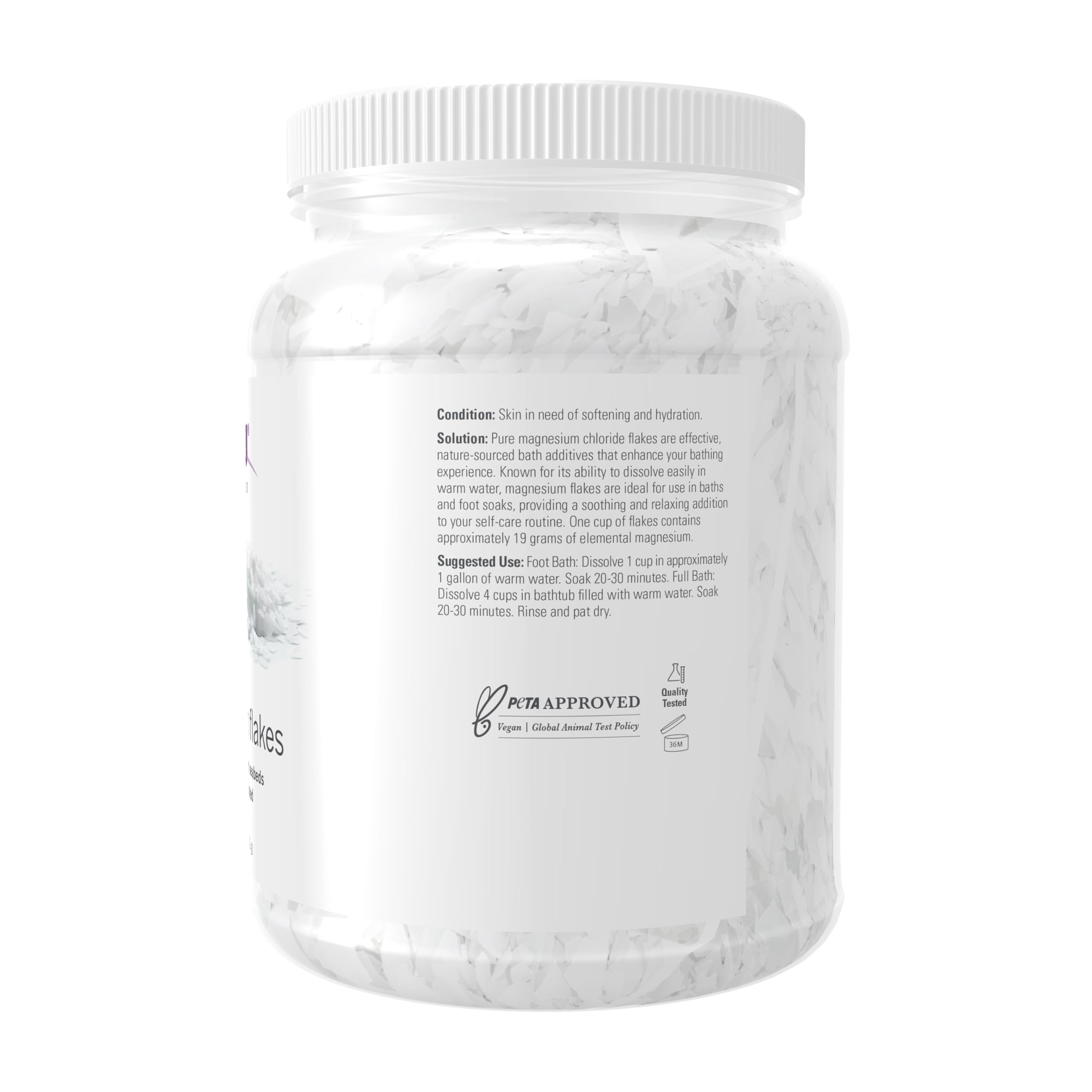 Primer plano de textura de copos NOW Foods que resalta pureza y solubilidad rápida