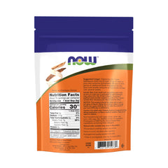 Now Foods primer plano del polvo de psyllium mostrando textura fina y mezcla fácil