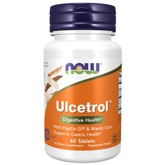 NOW Foods envase frontal mostrando Ulcetrol™ y etiqueta clara para identificación