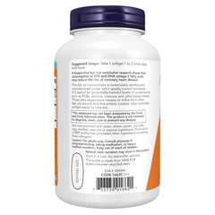 NOW Foods cápsula abierta mostrando aceite y pureza, detalle de textura controlada