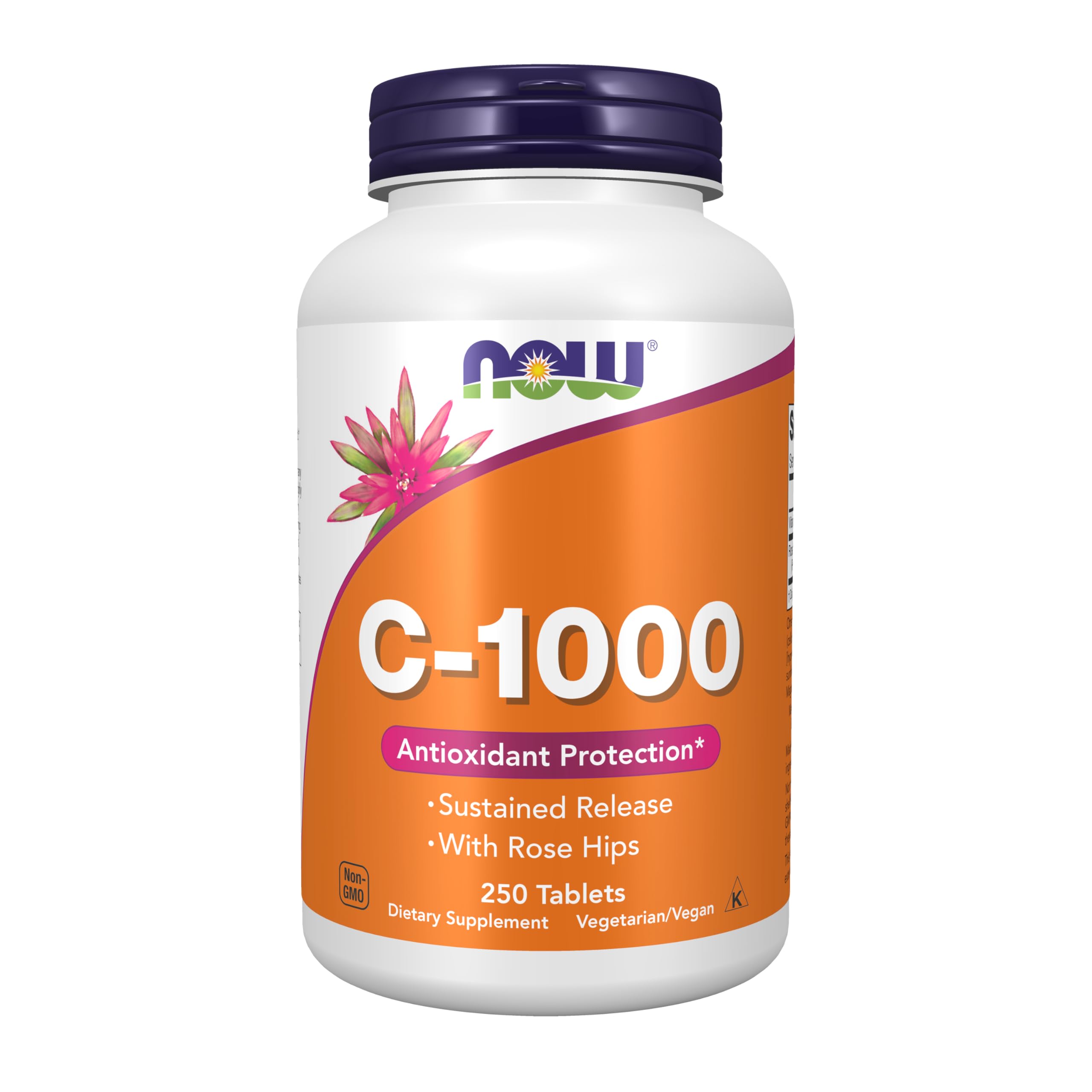 NOW Foods frasco frontal mostrando 250 tabletas y beneficios