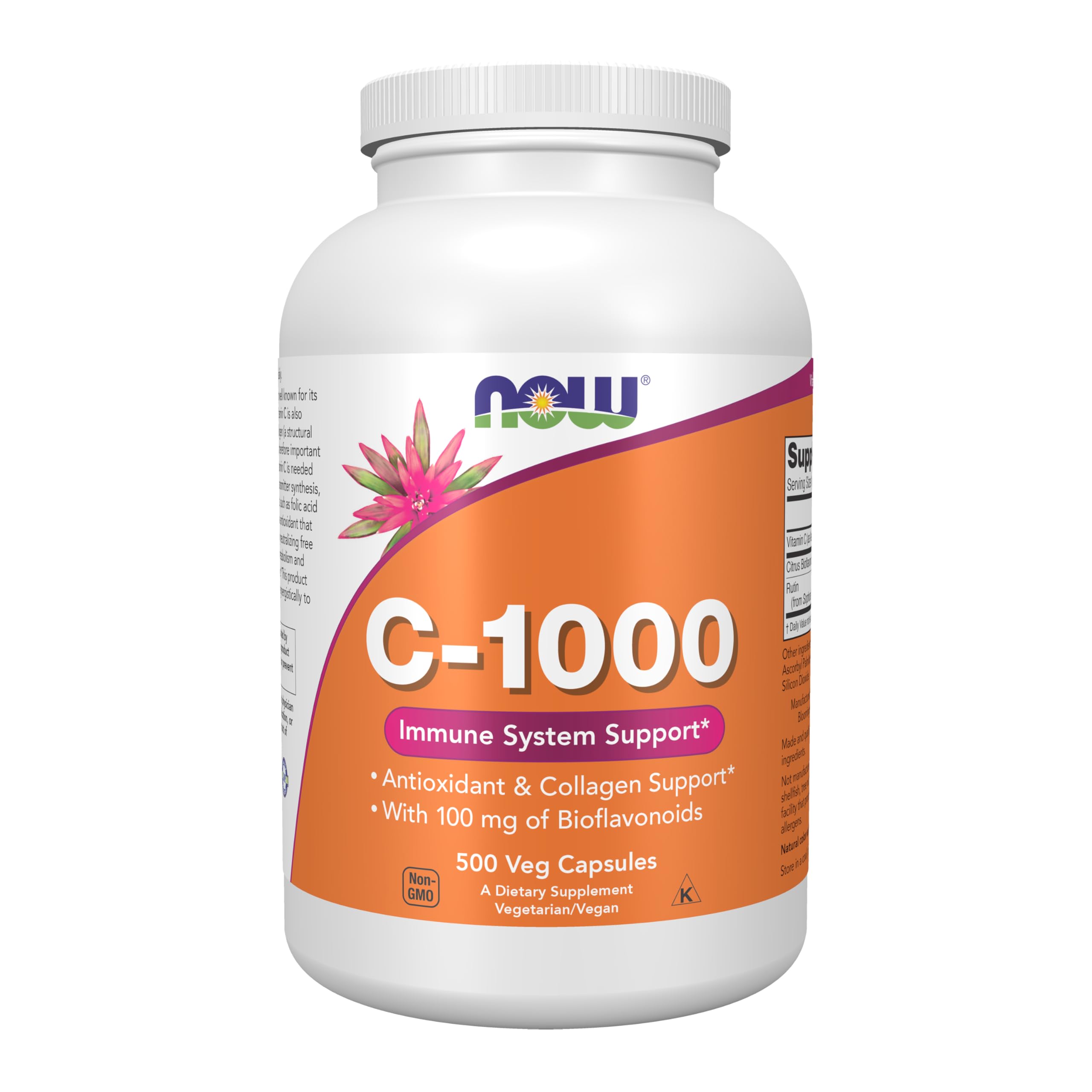 Now Foods frasco frontal mostrando 500 cápsulas y ahorro