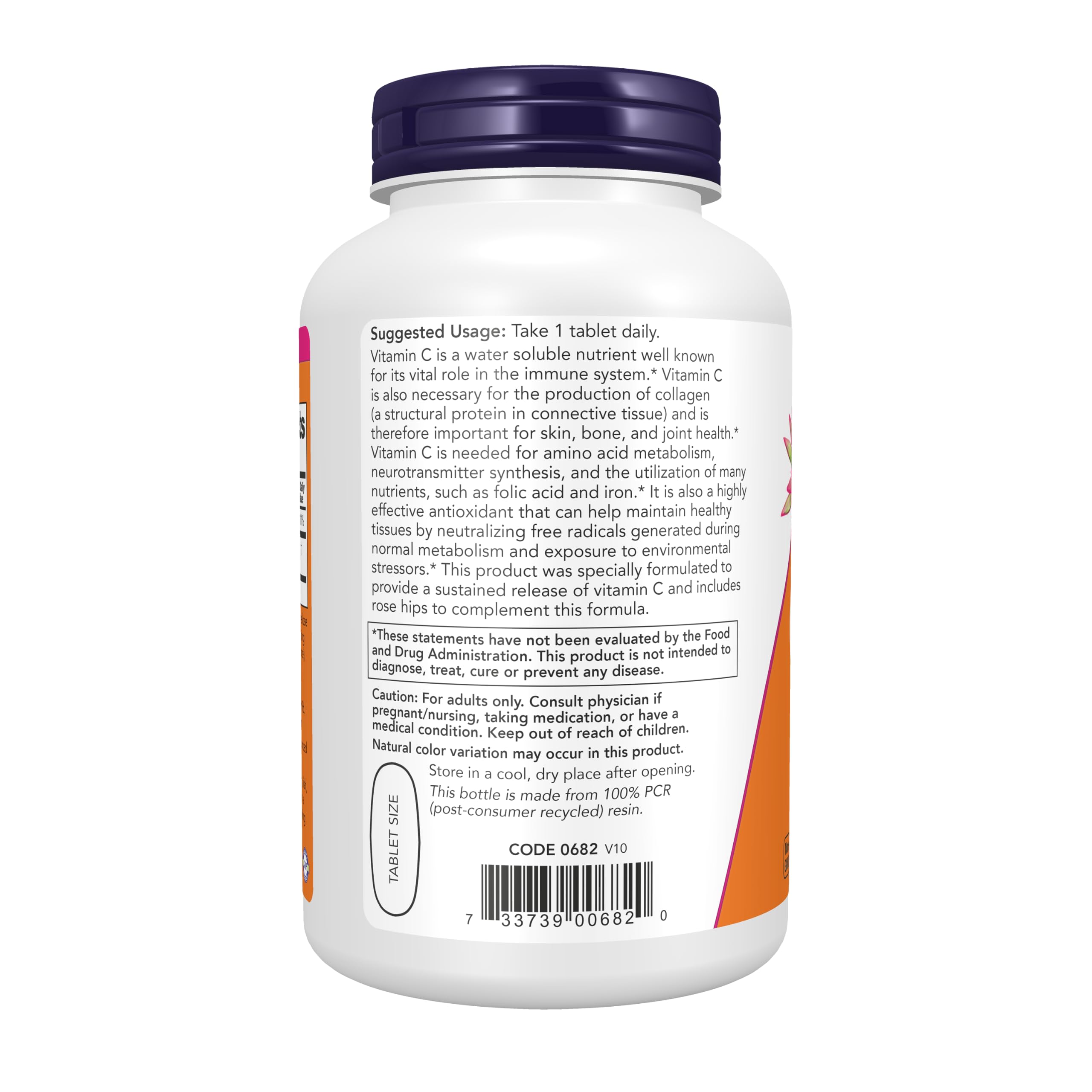 NOW Foods tableta en mano para comparar tamaño y dosificación