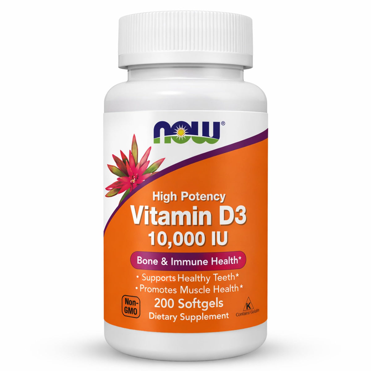 NOW Foods envase frontal mostrando 200 softgels para soporte estructural