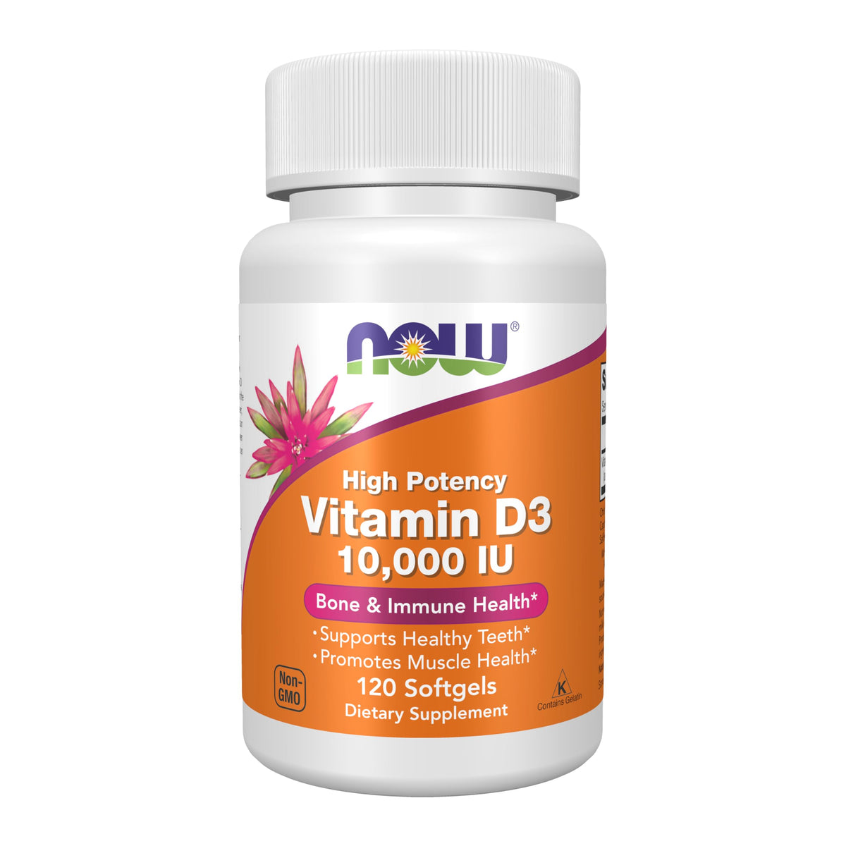 NOW Foods frasco frontal muestra alta potencia y 120 softgels para soporte estructural