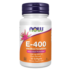 NOW Foods frasco frontal mostrando etiqueta y 50 perlas, identificando contenido
