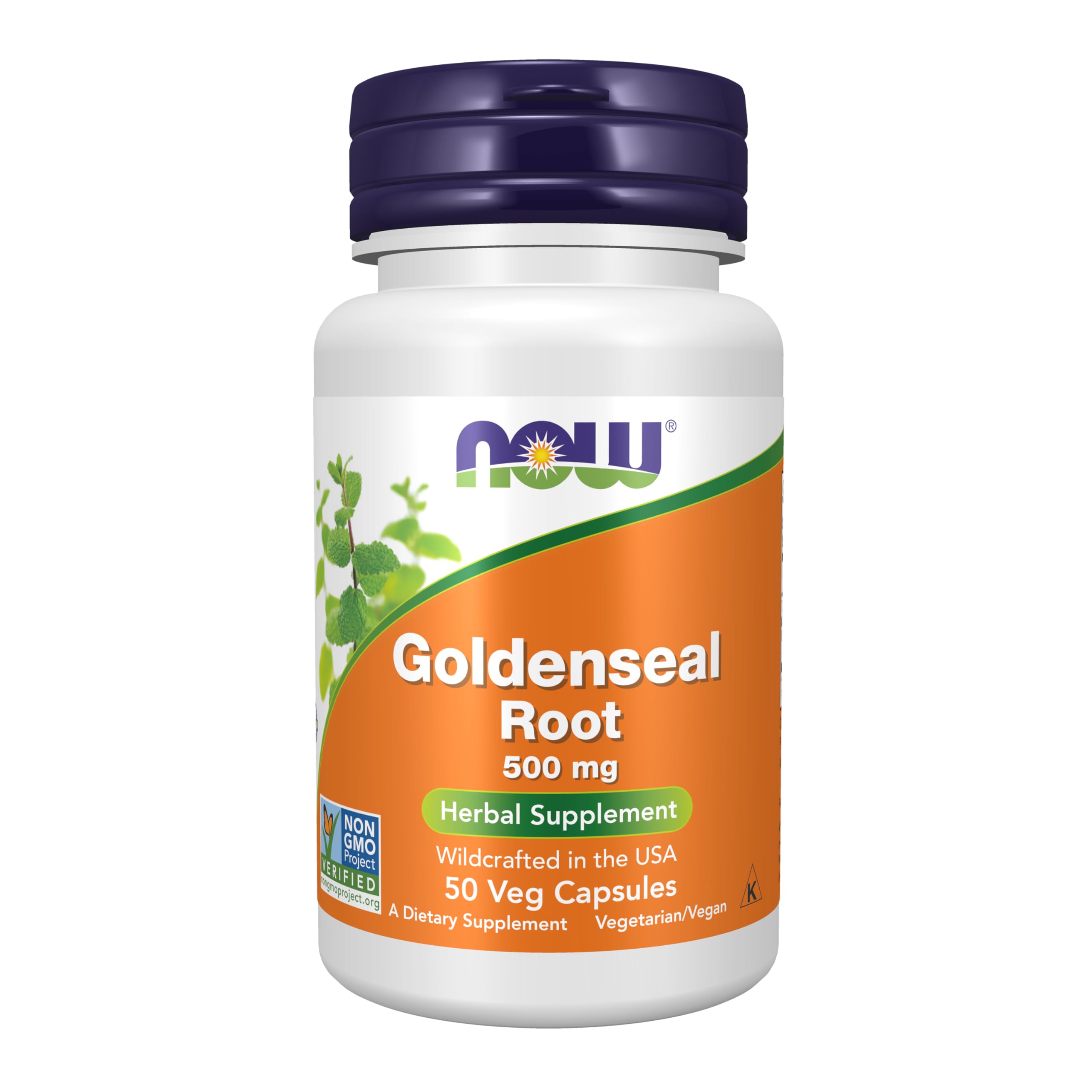 NOW Goldenseal Root frasco frontal mostrando presentación y beneficios claros