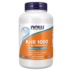NOW Foods frasco frontal del aceite de krill doble fuerza, presentación y conveniencia