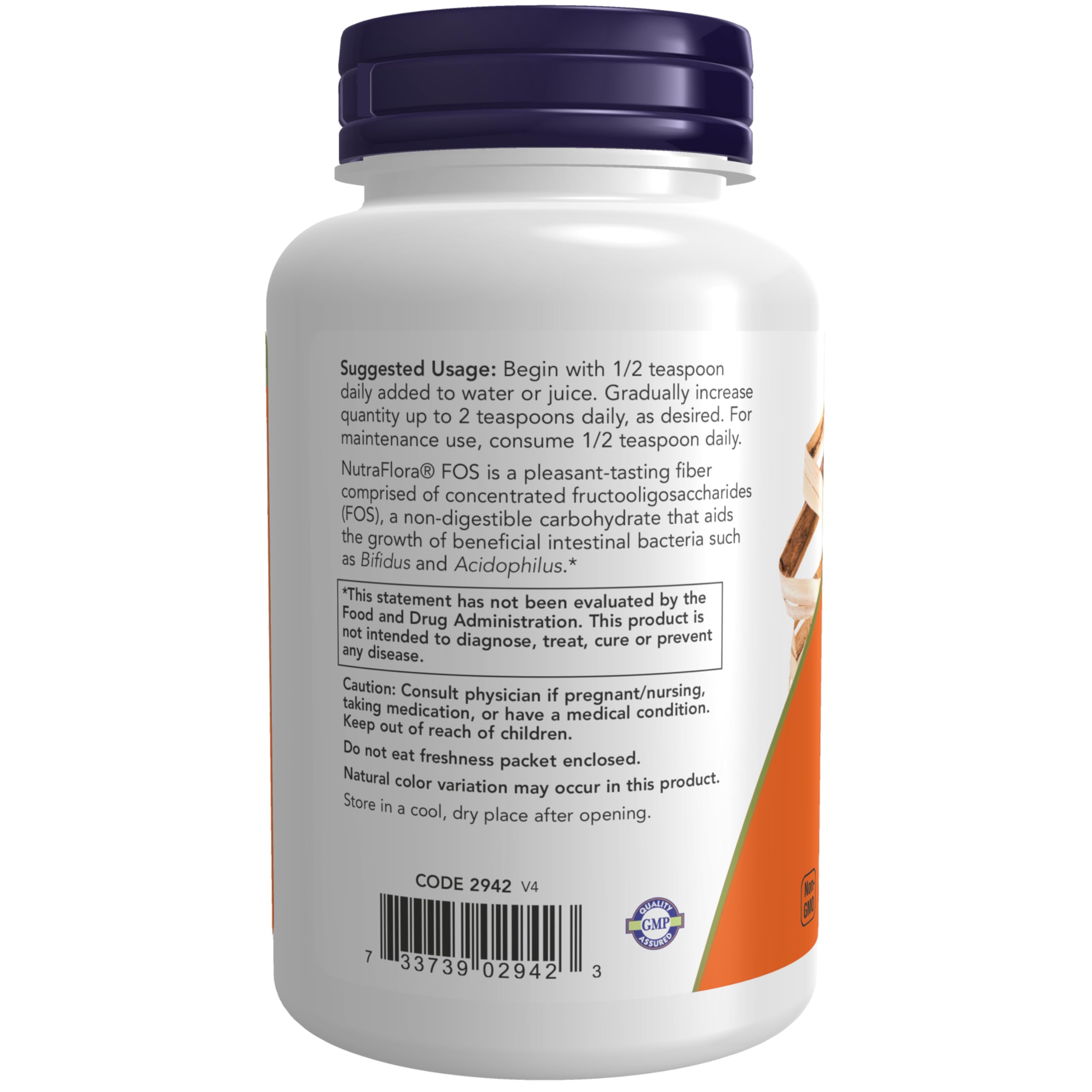 Cuchara con dosis de NutraFlora FOS destacando facilidad de medida