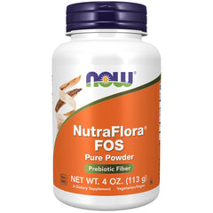 NOW Foods NutraFlora envase frontal mostrando etiqueta y tamaño práctico