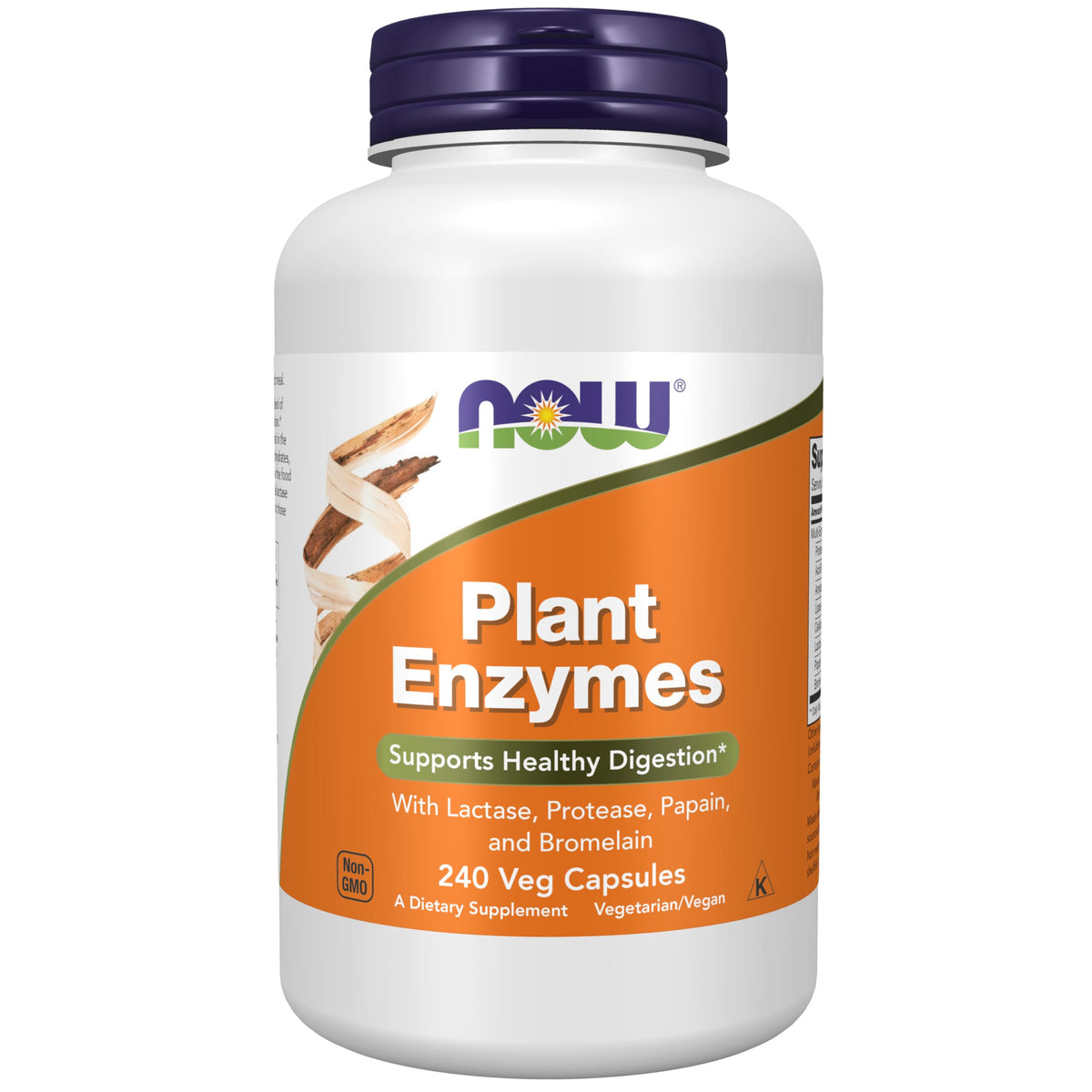 NOW frontal del envase mostrando 240 cápsulas y beneficios digestivos