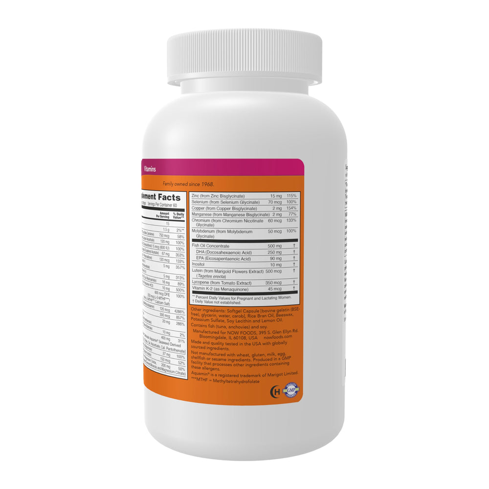 NOW Foods detalle de etiqueta con información de dosis y certificación GMP