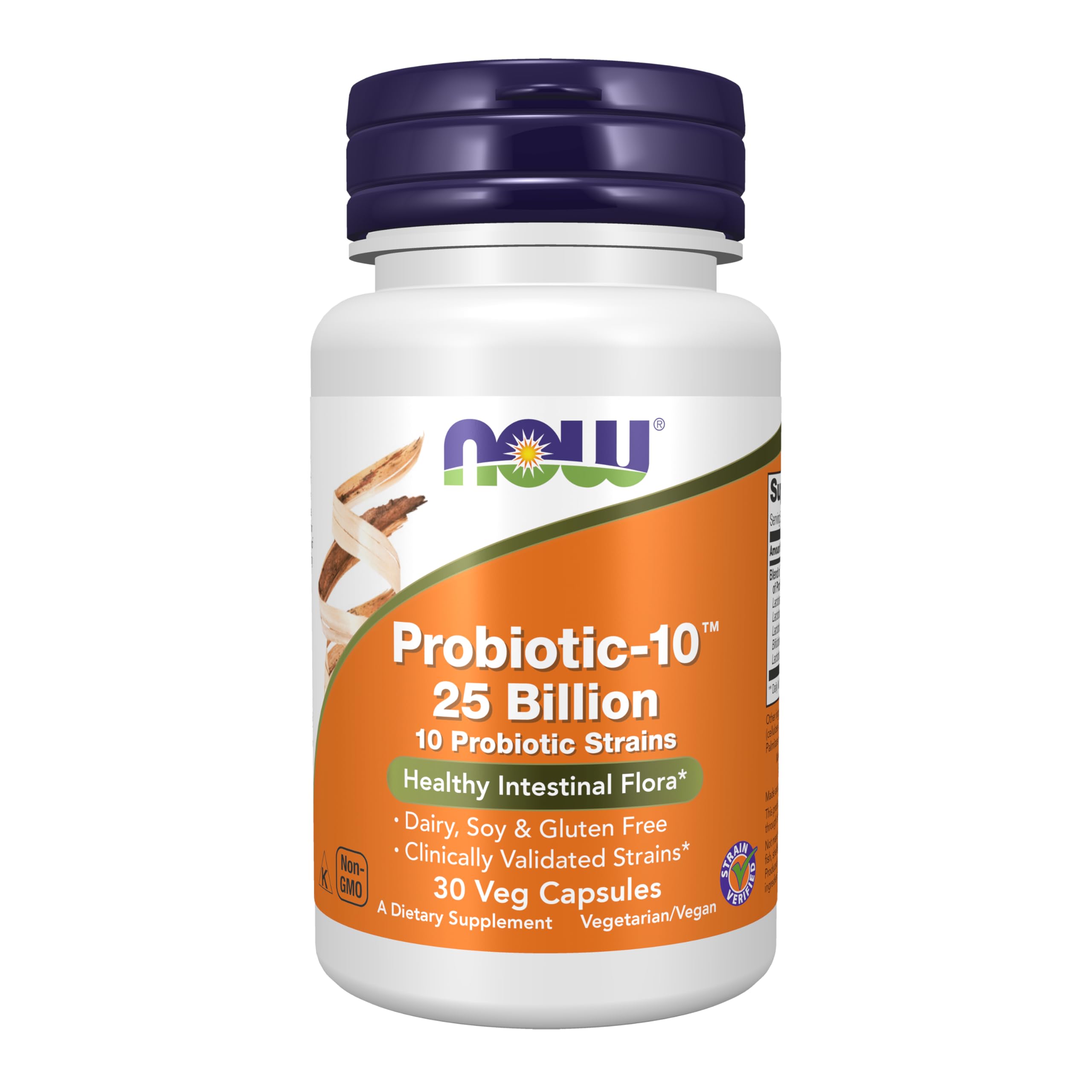 NOW Foods paquete frontal mostrando 30 cápsulas y beneficios