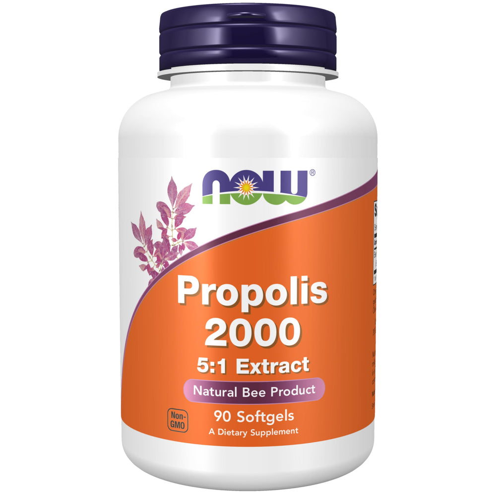 NOW Propolis envase frontal mostrando etiqueta y cantidad Nutricional