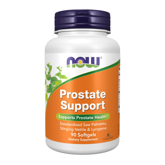 NOW Foods envase frontal mostrando 90 softgels y beneficios