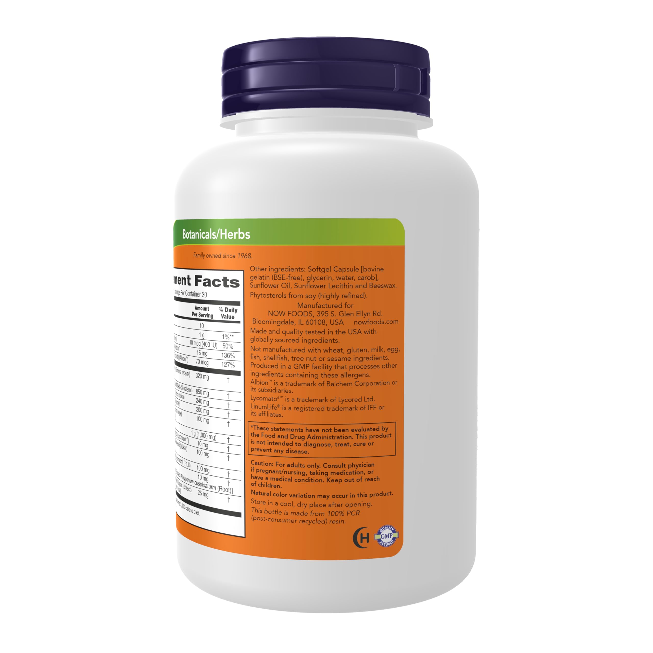 NOW etiqueta con lista de ingredientes y potencias para confianza
