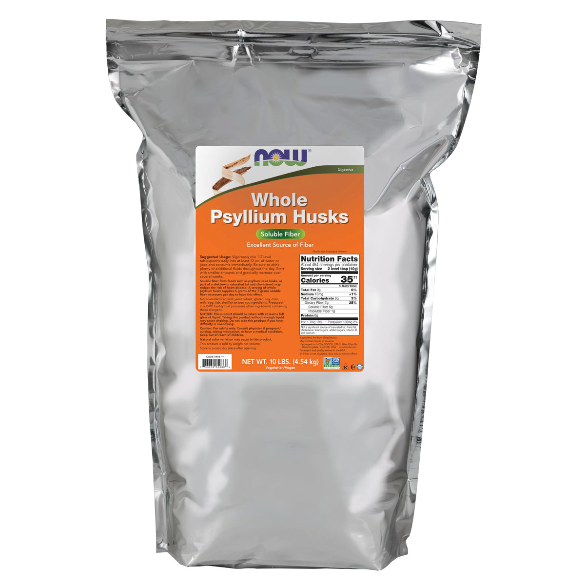 NOW Foods frente del empaque y 10 lb, claridad de producto y ahorro