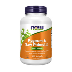 NOW Foods frasco frontal mostrando la etiqueta y beneficio para la salud masculina
