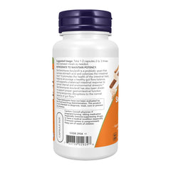 NOW Saccharomyces boulardii detalle de etiqueta que muestra CFU y recomendaciones