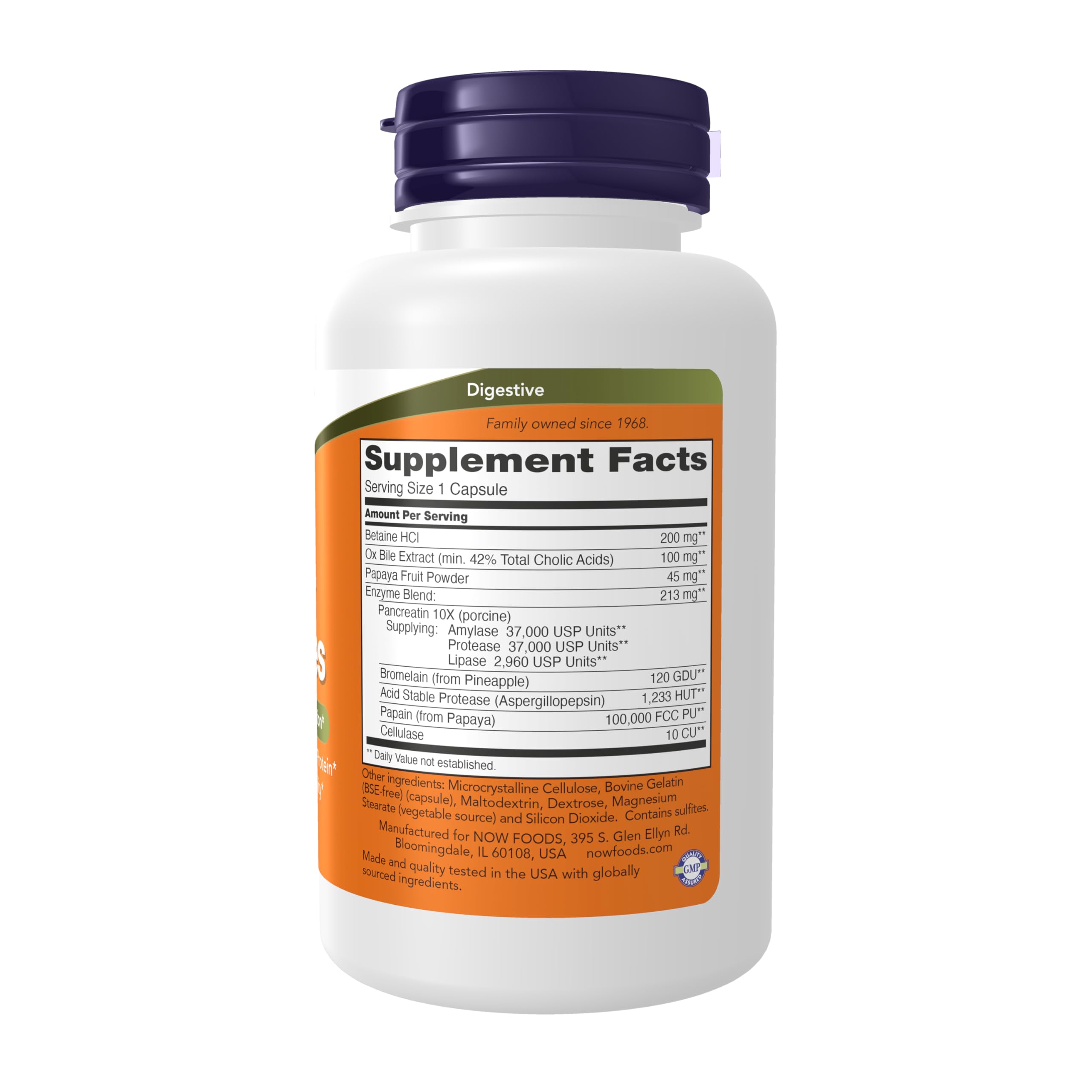 NOW Super Enzymes cápsula abierta mostrando contenido para comprensión del producto