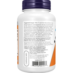 NOW Foods cápsula True Focus acercamiento mostrando textura vegetal