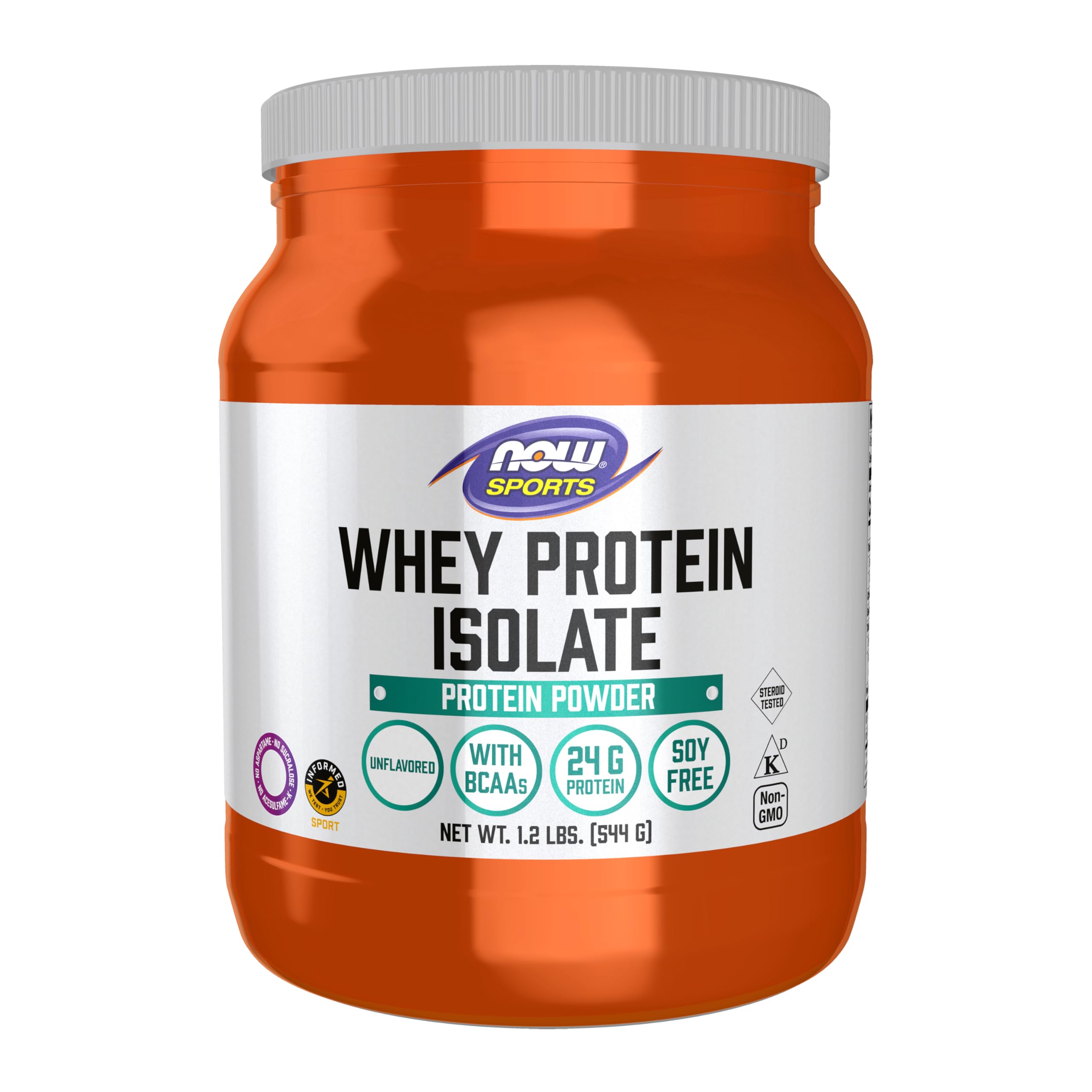 NOW Foods envase frontal de Whey Protein Isolate mostrando formato y marca