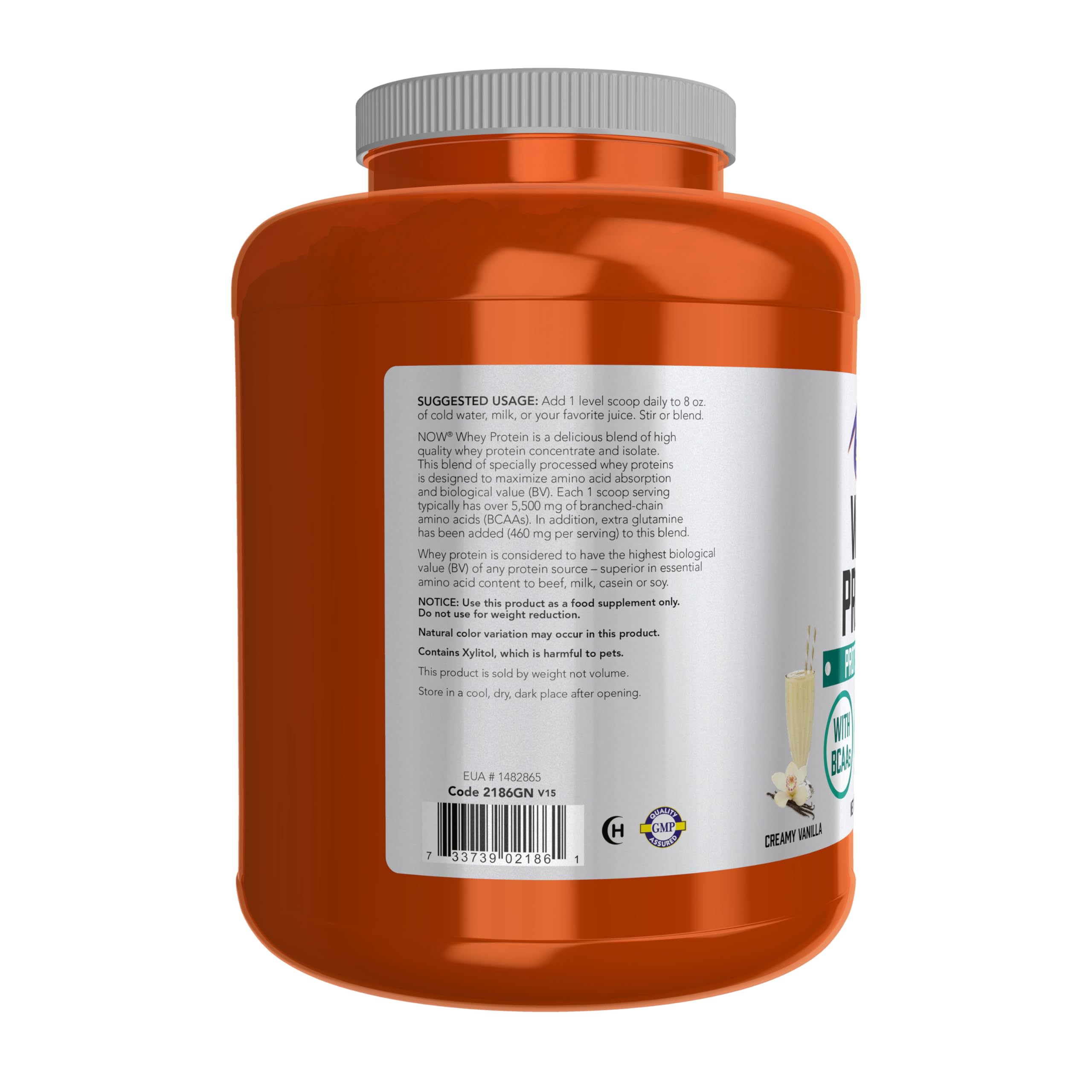 Vaso con batido NOW Sports vainilla cremosa listo para beber