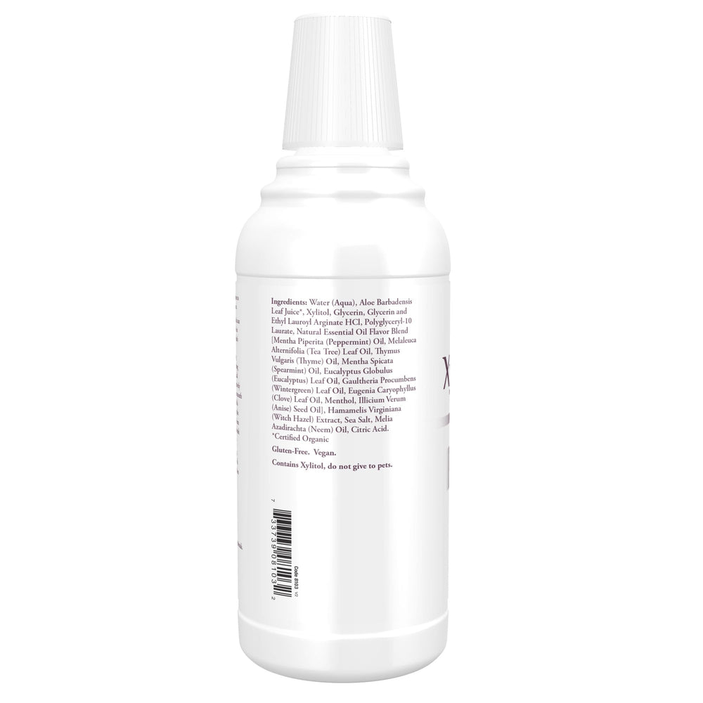 NOW XyliWhite etiqueta con ingredientes xilitol, neem y tea tree